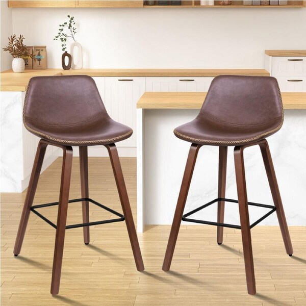 2x ALFORDSON Bar Stools Faux Leather Coffee