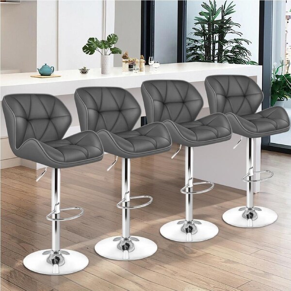 4x ALFORDSON Bar Stools Rhombus Motif Grey