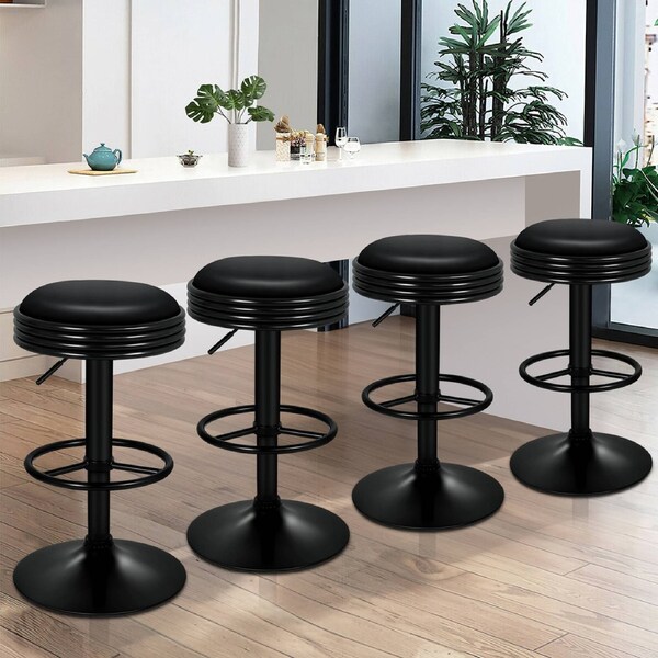 4x ALFORDSON Bar Stools Sade Backless All Black