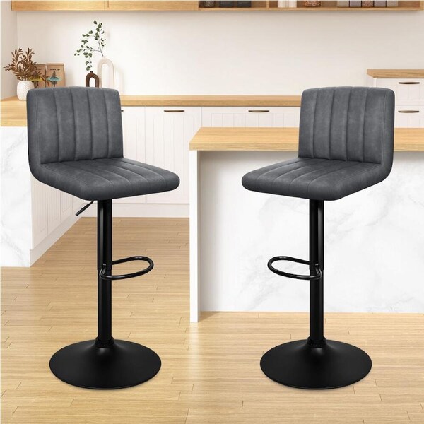 2x ALFORDSON Bar Stools Linear Pattern Grey