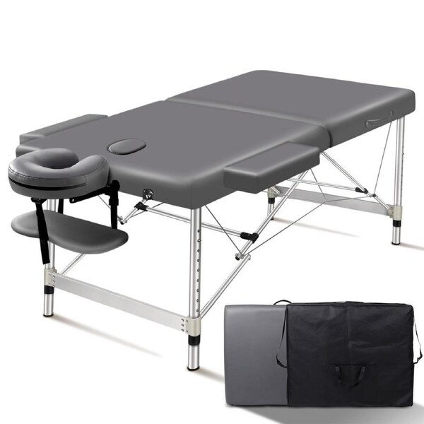 2 Fold ALFORDSON Massage Table Portable & Foldable 75cm (Grey)
