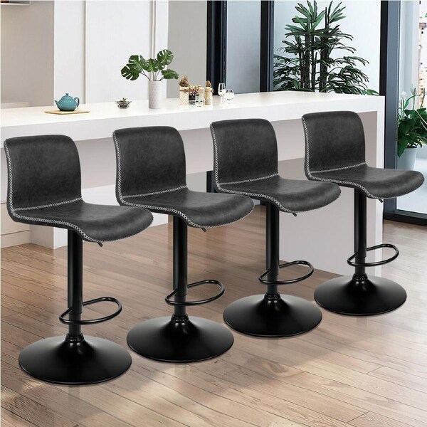 4x ALFORDSON Bar Stools Vintage Leather Dark Grey