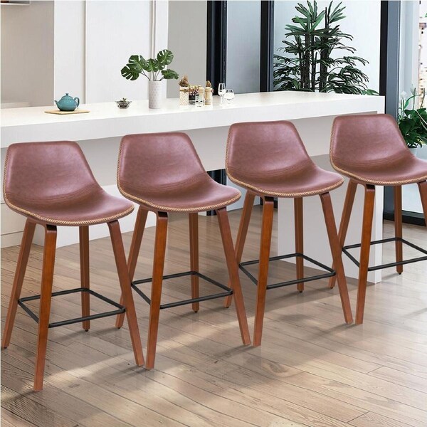 4x ALFORDSON Bar Stools Faux Leather Coffee