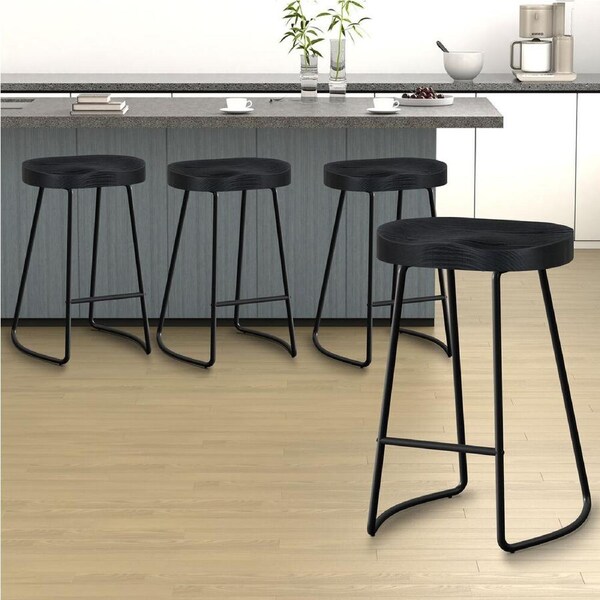 4x ALFORDSON Bar Stools 65cm Tractor Black Wood