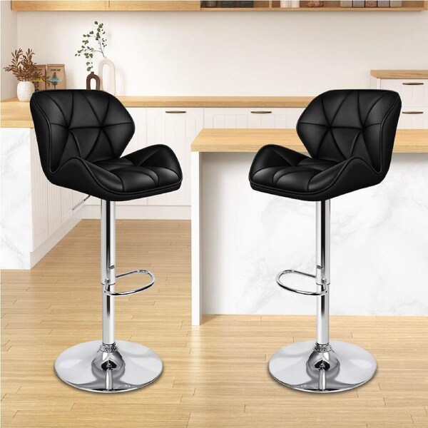 2x ALFORDSON Bar Stools Rhombus Motif Black