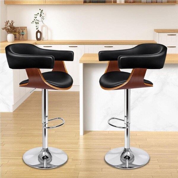 2x ALFORDSON Bar Stools Ergonomic Armrest Black