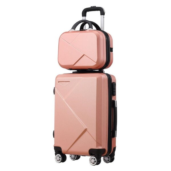2 Piece Luggage Set Travel Carry On Hard Shell Suitcases Traveller Rolling Travelling Checked Trolley Vanity Bag Lightweight