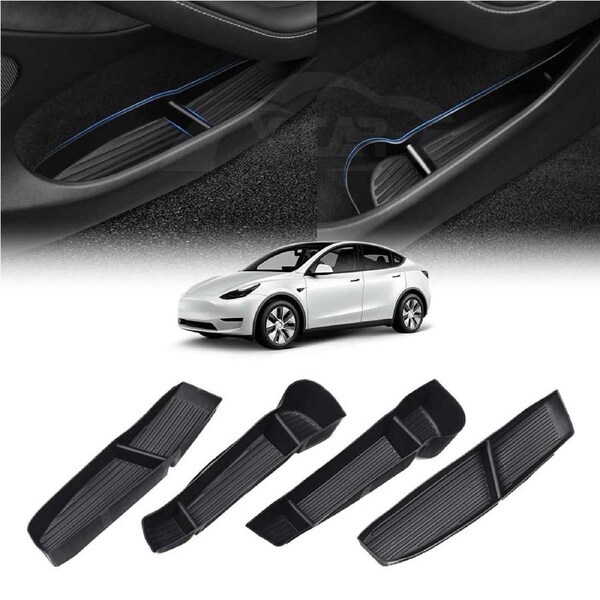 Tesla Model Y 2022-2025 Car Door Side Storage Box Tray Organizer Accessories Front and Rear Row Set of 4