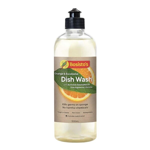 500ml Dish Wash Liquid Orange Eucalyptus Plant Based Dishwashing Soap Bosistos