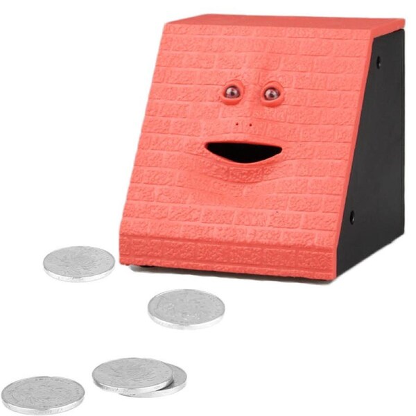 Nevenka Face Money Eating Box Cute Face Bank Piggy Bank for Children Toys Gifts-Red Brick