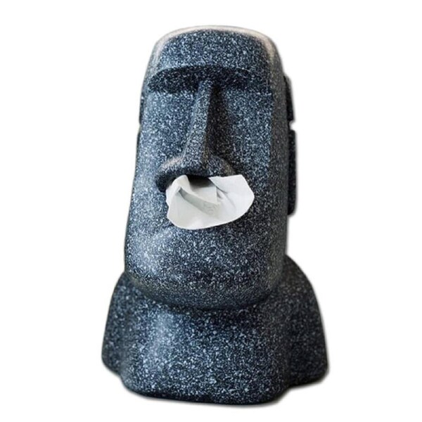 Nevenka Creative Moai Island Tissue Box Glasses Holder for Home Bathroom Decoration-Black