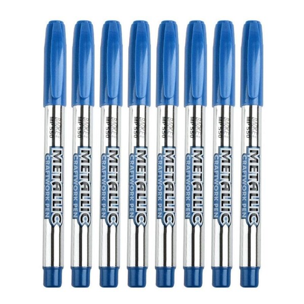 Nevenka 8 Pcs Metallic Marker Pens for DIY Artist Illustration Crafts-Blue