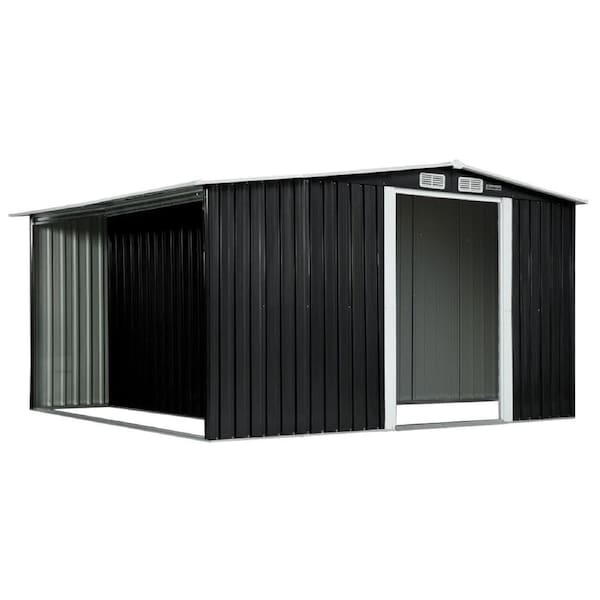 Wallaroo 10x8FT Garden Shed Semi-Closed Storage - Black