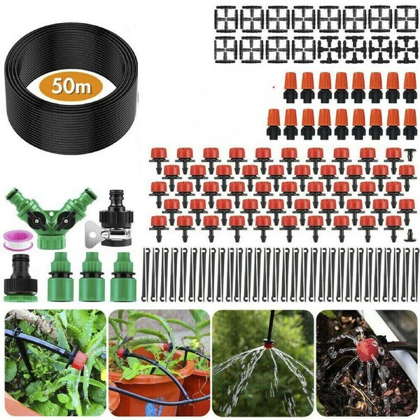 Ozoffer 50M Hose Garden Irrigation System Plant Watering DIY Micro Drip Kits 201PCS /Set