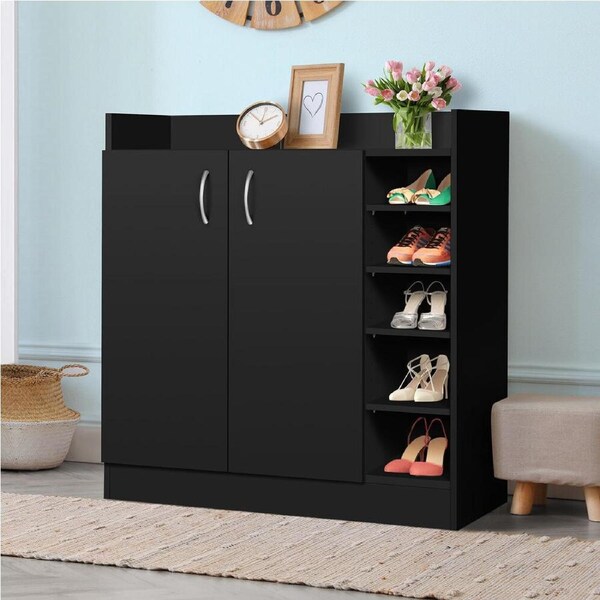 ALFORDSON Shoe Cabinet Storage Rack 21 Pairs Black