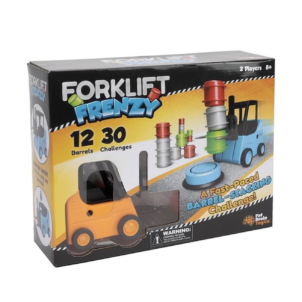 Fat Brain Toys Co 15cm Forklift Vehicle Frenzy Barrel Stacking Game Kids Toy 6+