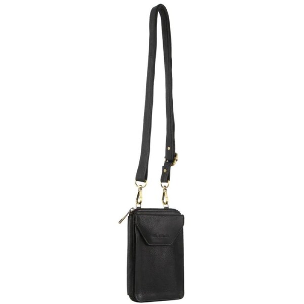 Pierre Cardin Ladies Leather Cross Body Bag/Wallet Bag/Clutch Wallet - Black