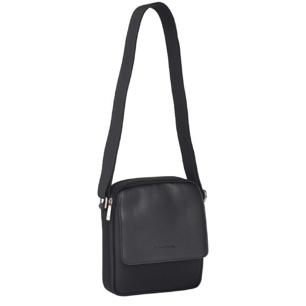 Pierre Cardin Mens Soft Italian Leather Business/ Travel Cross Body Bag - Black