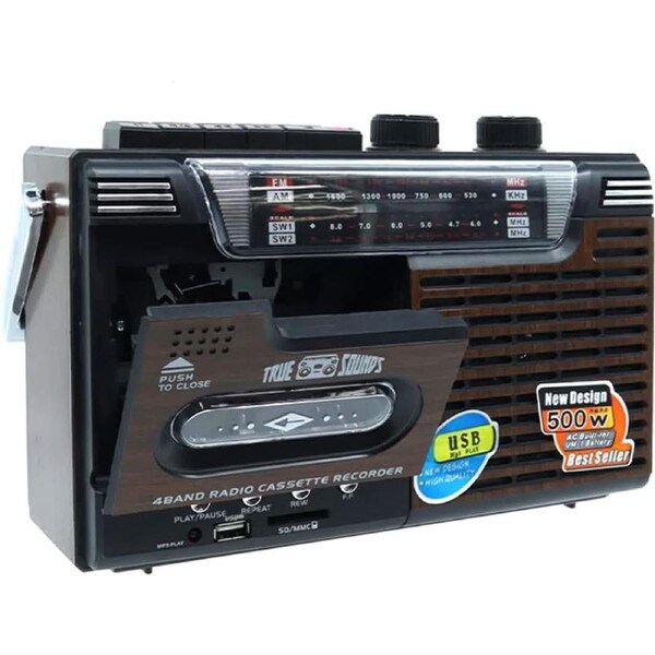 Retro Tape Recorder Cassette Player Outdoor Speaker AM FM SW1 SW2 Radio Single Tape