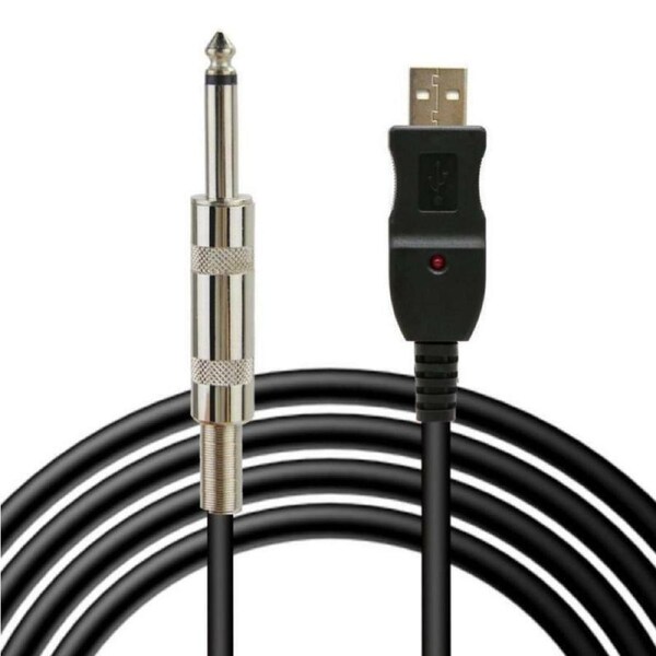 Cable Link Connection 1/4'' Guitar USB to 6.3mm Jack Bass Instrument Cable
