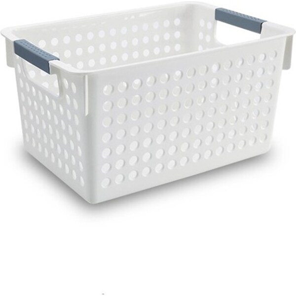 6x White Plastic Storage Basket 27x18cm Small Carry Caddy Laundry Bin Container