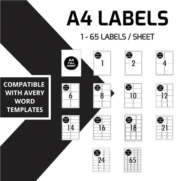 1UP A4 Self Adhesive Labels Inkjet Laser Sticker Mailing Address (199.6 x 289.1 mm)