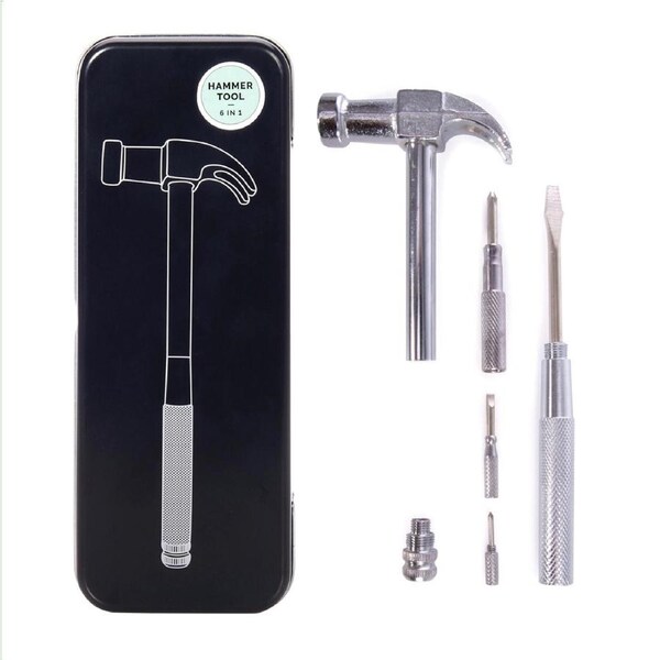 Is Gift 6 in 1 Carbon Steel Claw Hammer/Screw Driver Tool Pocket Tool 19x7cm