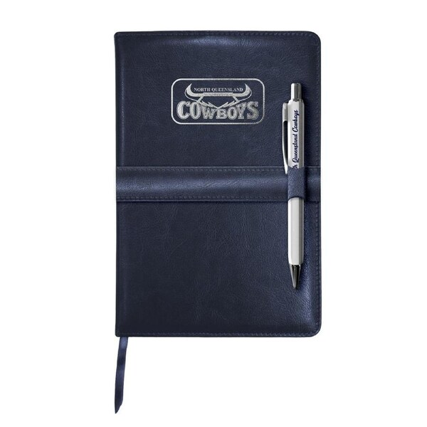 North QLD Queensland Cowboys NRL Heritage Logo Notebook with Pen Strap Gift Set