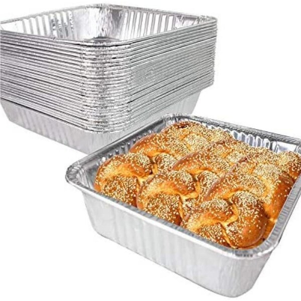 Ozoffer 10Pcs BBQ FOIL FOOD CONTAINER WITH LID Takeaway Container Roasting Tray