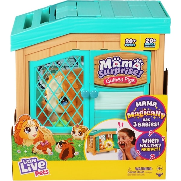 Little Live Pets Mama Surprise Guinea Pig w/Babies/Hutch Playset Kids Toy 4y+