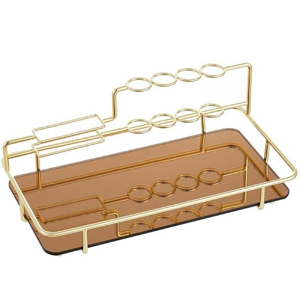 Nevenka European Style Metal Cosmetic Storage Storage Rack For Bathroom Bedroom-GoldS