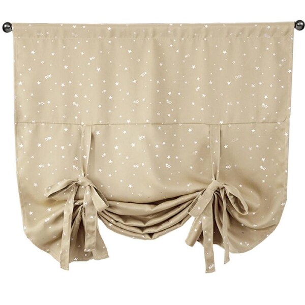 Nevenka Rod Pocket Star Blackout Roman Curtain Tie Up Small Window Curtain 46X63In-Beige
