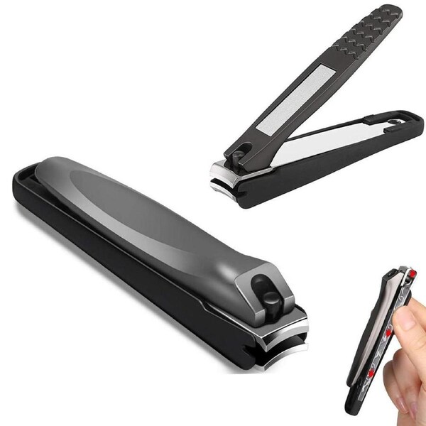 No Splash Nail Clippers with Catcher, Stainless Steel Professional Fingernail and Toenail Clippers for Thick Nails,Easy to Use Large Nail Clippers