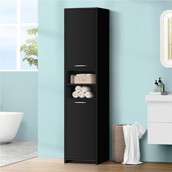ALFORDSON Tall Cabinet Bathroom Storage Slim Cupboard Black