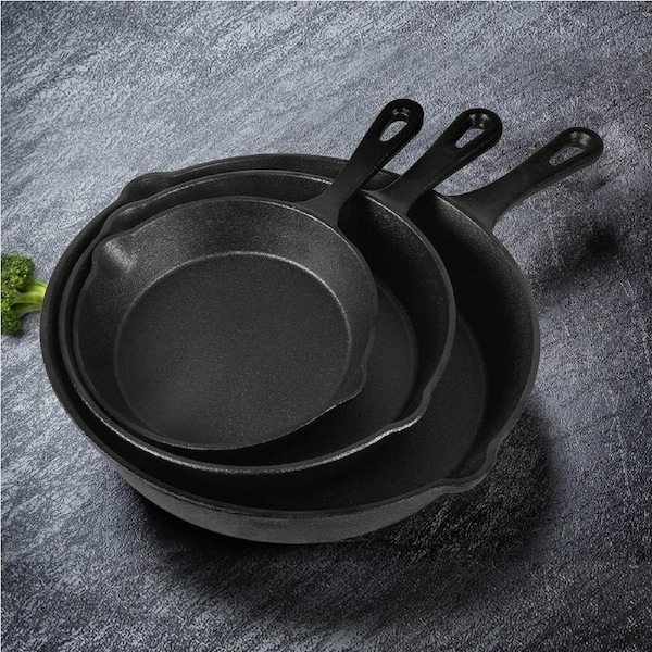 Toque Non Stick Frying Pan Set 3Pcs Cast Iron Steak Skillet BBQ Cookware Frypan