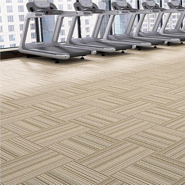 20 Pcs Modular Carpet Tiles 50cm x 50cm Each - Linear Beige