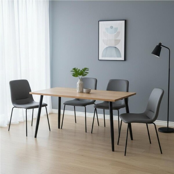 1 Set of 4 Levede PU Leather Stackable Dining Chairs - Grey