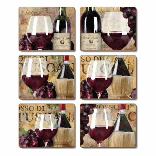 Cinnamon Old World Wine Cork Back Drink Coasters Set 6