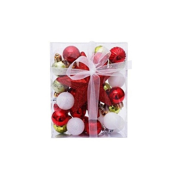 Christmas Tree Decoration Ornament Mini Balls 30pcs - Red Green White