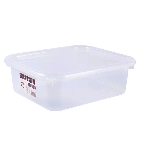 2x 10L Clear Plastic Storage Box Stackable Container Organizer Kitchen Wardrobe