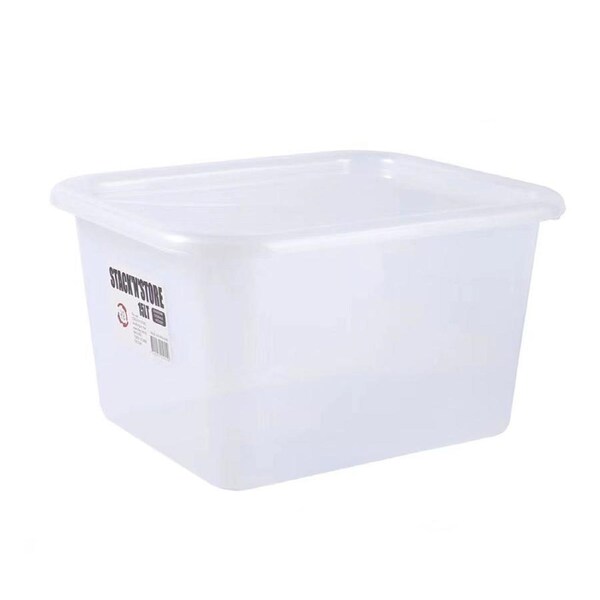 2 x 15L Clear Plastic Storage Box Stackable Container Organizer Kitchen Wardrobe
