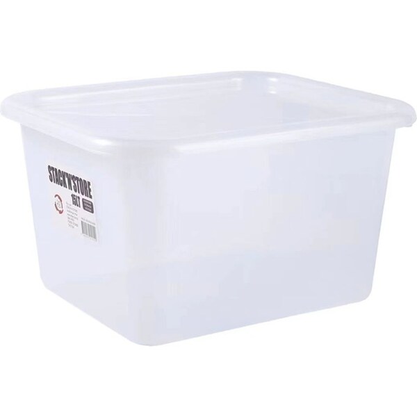 4 x 15L Clear Plastic Storage Box Stackable Container Organizer Kitchen Wardrobe