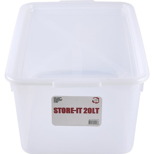 2 x 20L Clear Plastic Storage Box Stackable Container Organizer Kitchen Wardrobe