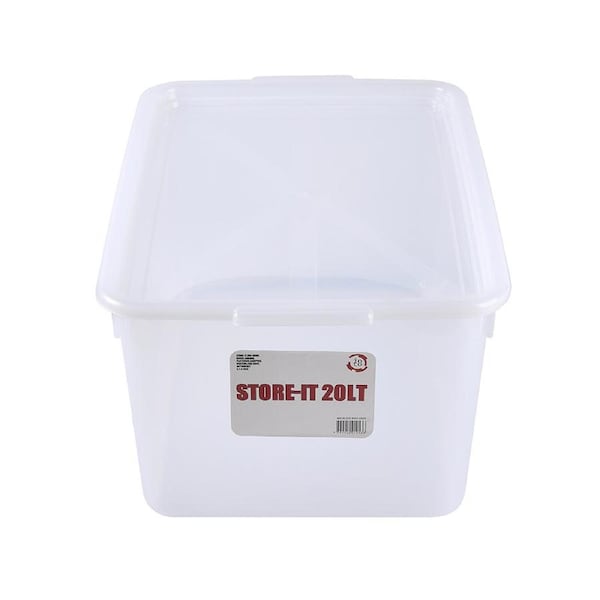 5 x 20L Clear Plastic Storage Box Stackable Container Organizer Kitchen Wardrobe