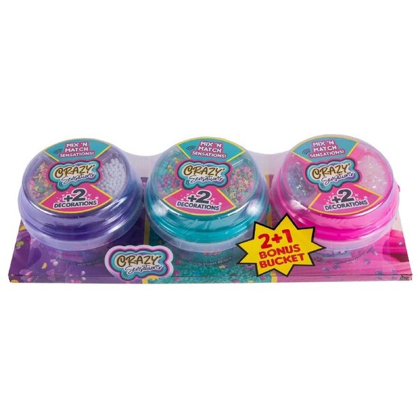 3pc Crazy Sensations Mix N Match Slime Kit Set Kids Fun Play Squeeze Toy 6y+