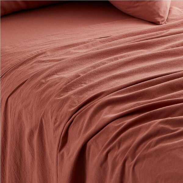 MyHouse Stonewash Flat Sheet 255X260cm 100% Cotton - Clay - Queen