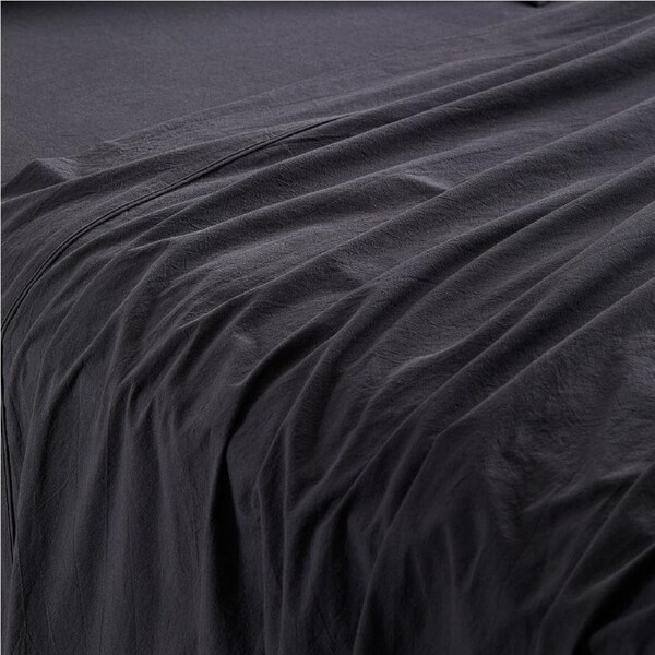 MyHouse Stonewash Flat Sheet 255X260cm 100% Cotton - Onyx - Queen