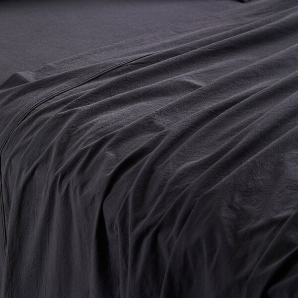 MyHouse Stonewash Flat Sheet 285X260cm 100% Cotton - Onyx - King