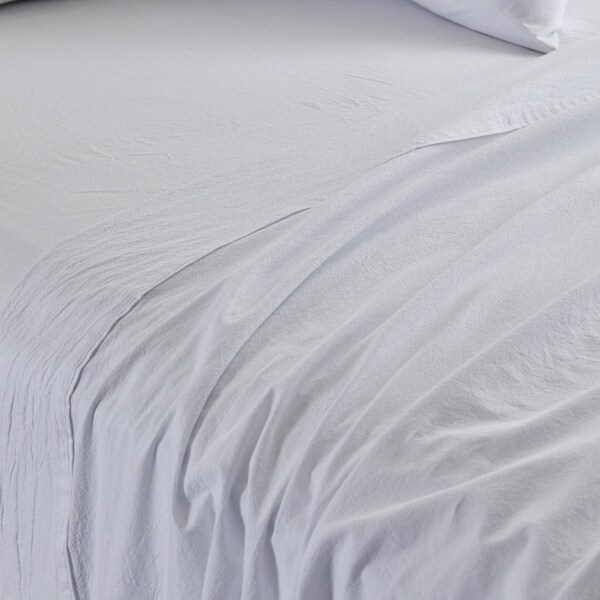 MyHouse Stonewash Flat Sheet 285X260cm 100% Cotton - White - King