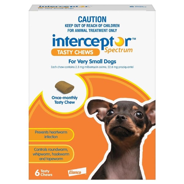 Interceptor Spectrum Tasty Chews For Very Small Dogs Up To 4Kg (Brown) 6 Chews